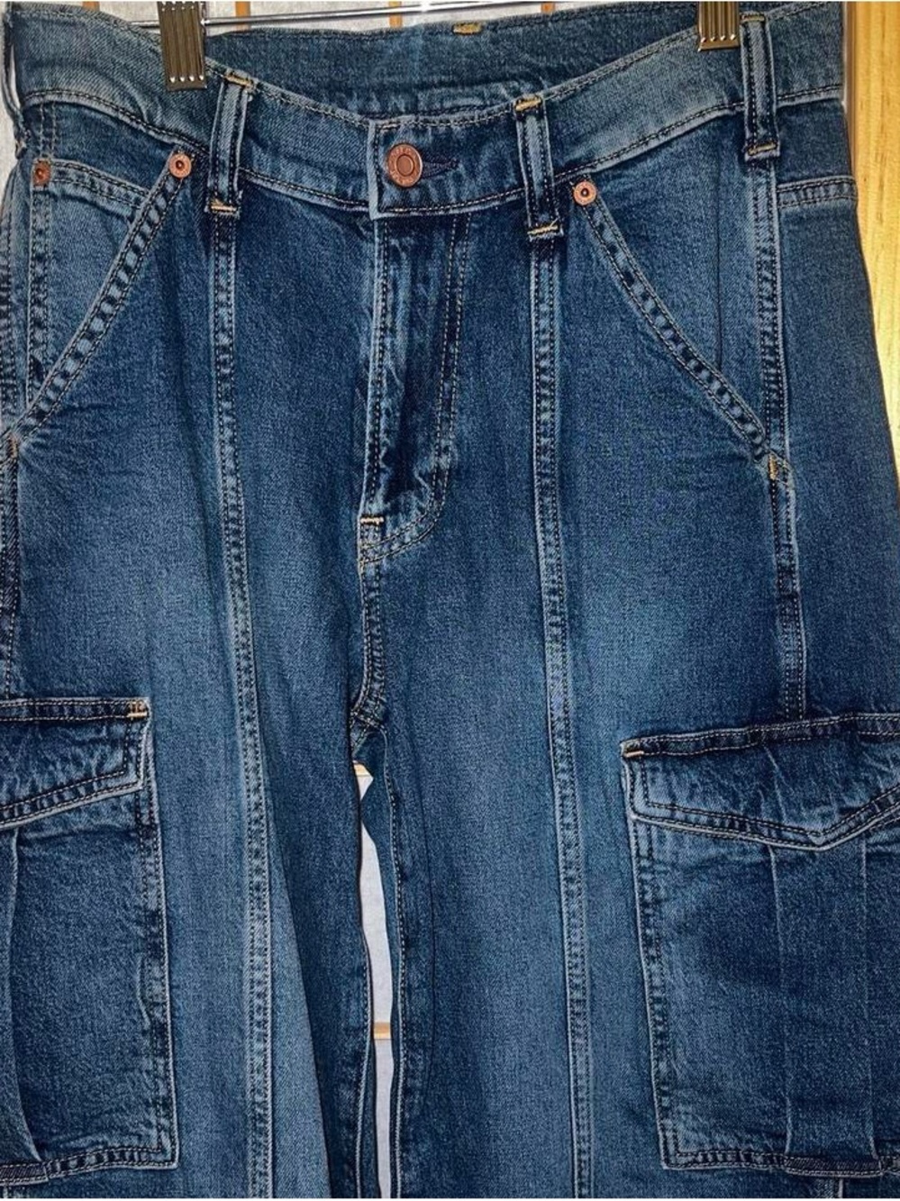 GAP Dark Blue Relaxed Denim Cargo Pants